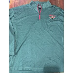 Mens Minnesota Wild Mens XL 1/4 Quarter Zip Pullover Long Sleeve Pockets Green